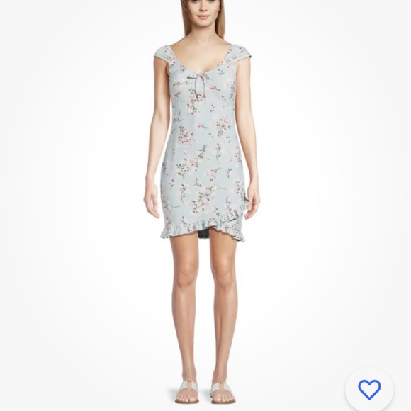 No Boundaries Jade Delight Floral Ruffled Hem Dress Size XL (15-17) NEW - Picture 1 of 8